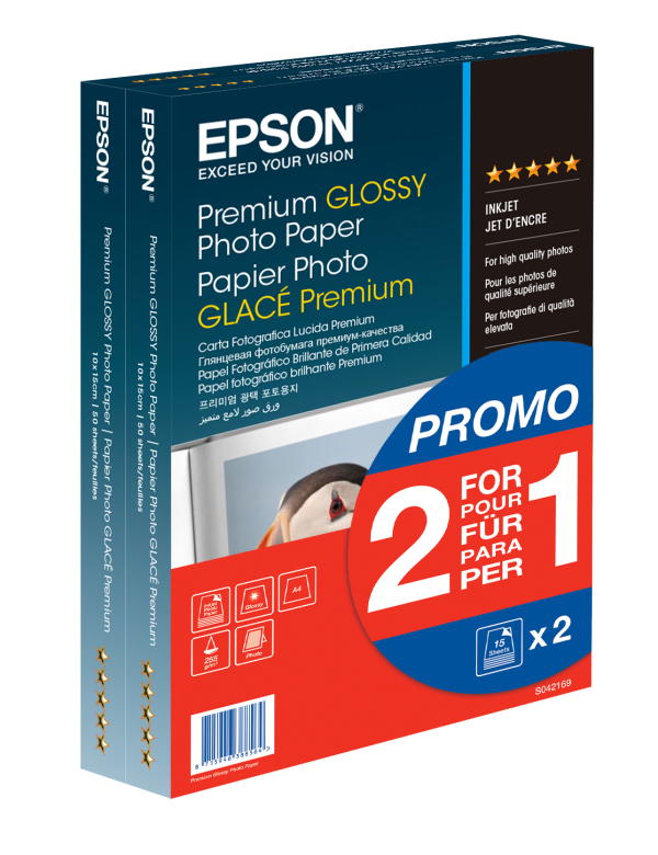 Epson Premium Glossy Photo Paper - 10x15cm - 2x 40 Sheets