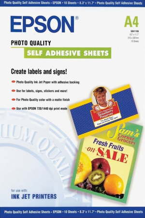 Epson Self-Adhesive Photo Paper - A4 - 10 Sheets