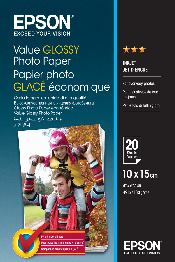 Epson Value Glossy Photo Paper - 10x15cm - 20 sheets